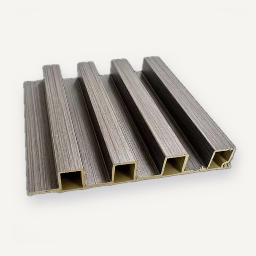 Panel Fluted motif JC-M22 — Kayu abu-abu tua
