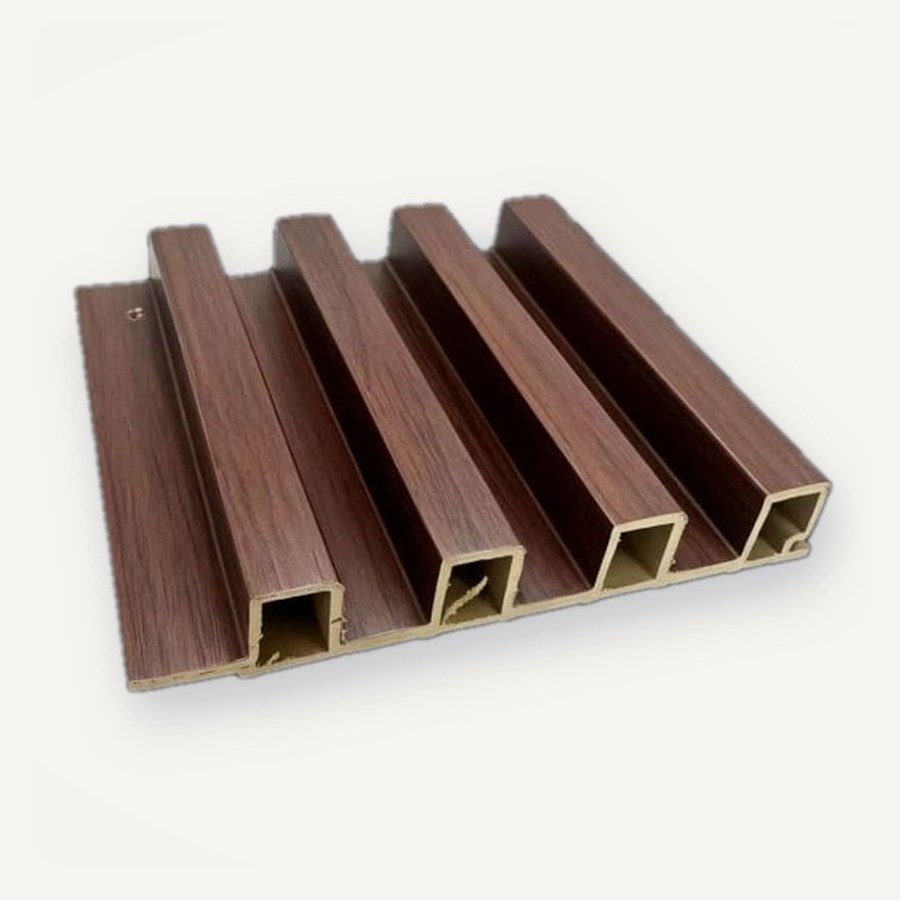 Panel Fluted motif JC-M05 — Kayu cokelat tua